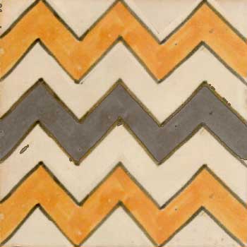 Mosaic House Moroccan tile HPC_ZigZag 29-6 Orange Black  hand painted 