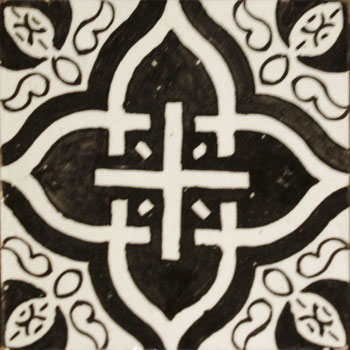 Mosaic House Moroccan tile Marais 6-1
 Black White  hand painted 