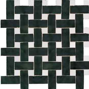 Mosaic House Moroccan tile Basketweave 6-1 Black White  zellige, mosaic, zellij, field, pattern, glaze 