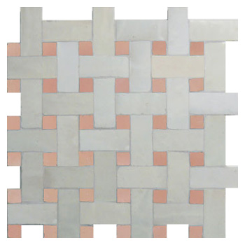 Mosaic House Moroccan tile Basketweave 1-22 White Light Pink  zellige, mosaic, zellij, field, pattern, glaze 