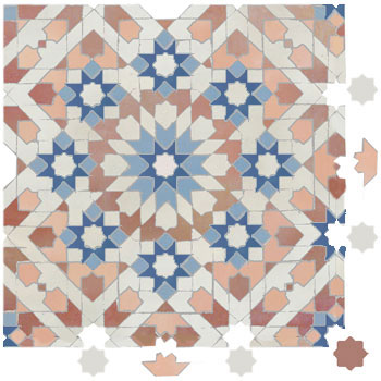 Mosaic House Moroccan tile Batha Trellis  1-20-21-22-2 Custom White Sea Blue Pink Light Pink Light Blue  zellige, mosaic, zellij, field, pattern, glaze 