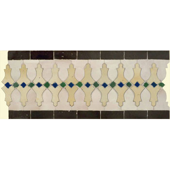 Mosaic House Moroccan tile Ank 1-6-11-15-10 White Black Beige Cobalt Blue Green  zellige, mosaic, zellij, border, glaze 