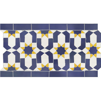 Mosaic House Moroccan tile Dazzle BV 26-3-18 Polar White Midnight Blue Yellow  zellige, mosaic, zellij, border, glaze 