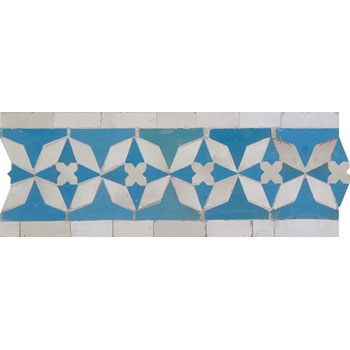 Mosaic House Moroccan tile Diamond 23-1 Turquoise White  zellige, mosaic, zellij, border, glaze 