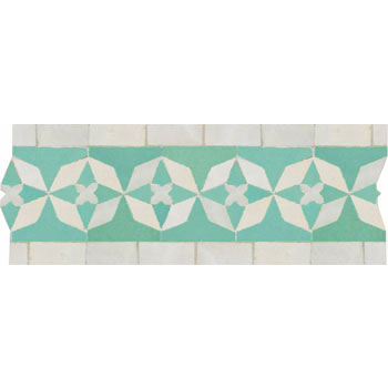 Mosaic House Moroccan tile Diamond Custom 12-1 Light Green White  zellige, mosaic, zellij, border, glaze 
