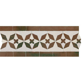 Mosaic House Moroccan tile Diamond 1-19 White Brown  zellige, mosaic, zellij, border, glaze 