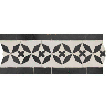 Mosaic House Moroccan tile Diamond 1-6 White Black  zellige, mosaic, zellij, border, glaze 