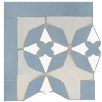 Mosaic House Moroccan tile Diamond Corner 1-20-26 White Sea Blue Polar White  zellige, mosaic, zellij, border, glaze 