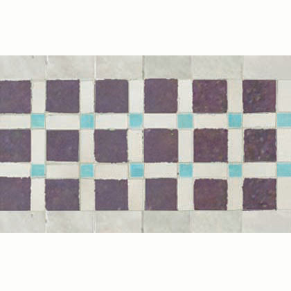 Mosaic House Moroccan tile Fes B Custom VTwo  9-1-13  Purple White Light Turquoise  zellige, mosaic, zellij, border, glaze 