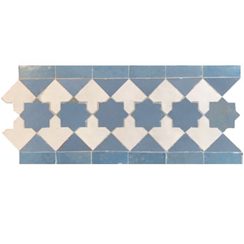 Mosaic House Moroccan tile Kmarshoun XS 1-17 White Sky blue  zellige, mosaic, zellij, border, glaze 