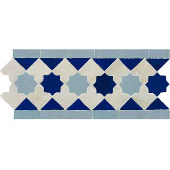 Mosaic House Moroccan tile Kmarshoun XS 17-15-1 Sky blue Cobalt Blue White  zellige, mosaic, zellij, border, glaze 