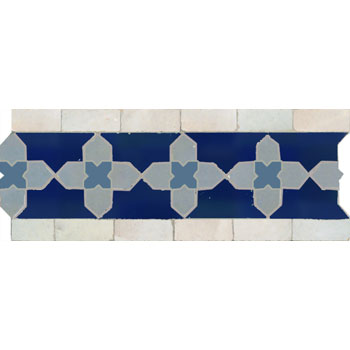 Mosaic House Moroccan tile Kmarshoun C 15-1-17-20 Cobalt Blue White Sky blue Sea Blue  zellige, mosaic, zellij, border, glaze 