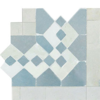 Mosaic House Moroccan tile Sarout S Corner Inner 17-1 Sky blue White  zellige, mosaic, zellij, border, glaze 