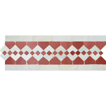 Mosaic House Moroccan tile Sarout S Custom 7-1 Red White  zellige, mosaic, zellij, border, glaze 