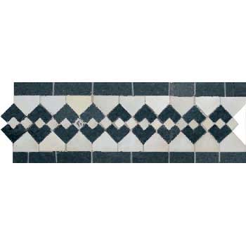 Mosaic House Moroccan tile Sarout S 1-6 White Black  zellige, mosaic, zellij, border, glaze 