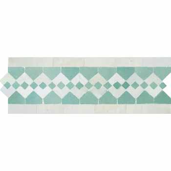 Mosaic House Moroccan tile Sarout S 12-1 Light Green White  zellige, mosaic, zellij, border, glaze 