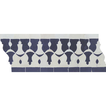 Mosaic House Moroccan tile Sharafa C 1-3 White Midnight Blue  zellige, mosaic, zellij, border, glaze 
