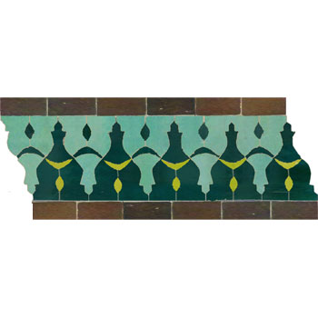 Mosaic House Moroccan tile Sharafa C 19-24-12-5 Brown Sea Green Light Green Lime Green  zellige, mosaic, zellij, border, glaze 