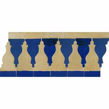 Mosaic House Moroccan tile Sharafa S 14-15 Natural, Unglazed, Terracotta Cobalt Blue  zellige, mosaic, zellij, border, glaze 