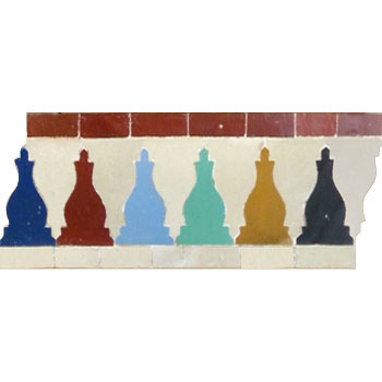 Mosaic House Moroccan tile Sharafa S Custom 1-7-15-13-12-8-6 White Red Cobalt Blue Light Turquoise Light Green Ochre Black  zellige, mosaic, zellij, border, glaze 