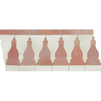 Mosaic House Moroccan tile Sharafa S 1-21 White Pink  zellige, mosaic, zellij, border, glaze 