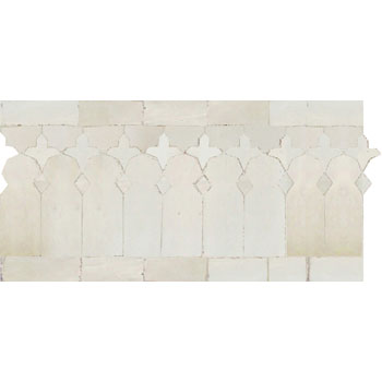 Mosaic House Moroccan tile Zanar 1 White  solid zellige, mosaic, zellij, border, glaze 