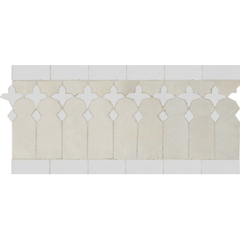 Mosaic House Moroccan tile Zanar 1-26 White Polar White  zellige, mosaic, zellij, border, glaze 