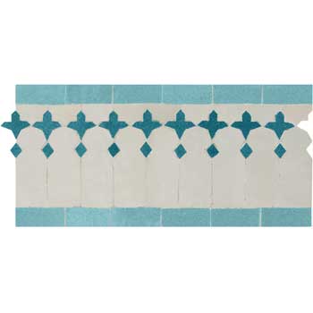 Mosaic House Moroccan tile Zanar 1-13-23 White Light Turquoise Turquoise  zellige, mosaic, zellij, border, glaze 