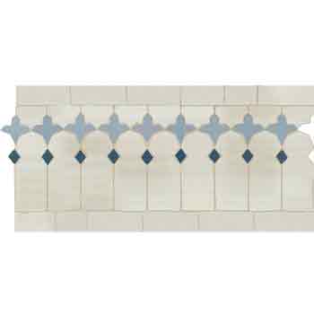 Mosaic House Moroccan tile Zanar 1-17-3 Custom White Sky blue Midnight Blue  zellige, mosaic, zellij, border, glaze 