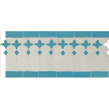 Mosaic House Moroccan tile Zanar 1-23 White Turquoise  zellige, mosaic, zellij, border, glaze 