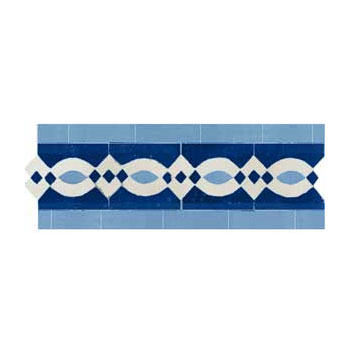 Mosaic House Moroccan tile Zitoune 15-20-1 Cobalt Blue Sea Blue White  zellige, mosaic, zellij, border, glaze 