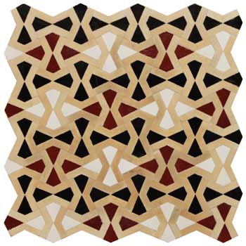 Mosaic House Moroccan tile Bowie 14-6-1-7 Natural, Unglazed, Terracotta Black White Red  zellige, mosaic, zellij, field, pattern, glaze 