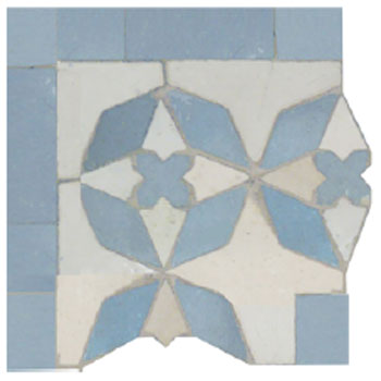 Mosaic House Moroccan tile Diamond Corner 1-17 White Sky blue  zellige, mosaic, zellij, border, glaze, classic 
