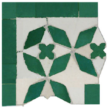 Mosaic House Moroccan tile Diamond Corner 1-10 White Green  zellige, mosaic, zellij, border, glaze 