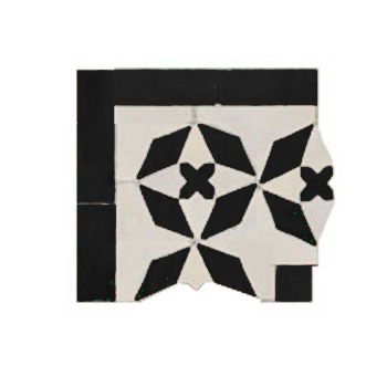 Mosaic House Moroccan tile Diamond Corner 1-6 White Black  zellige, mosaic, zellij, border, glaze 