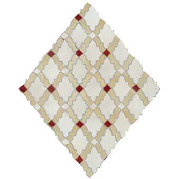 Mosaic House Moroccan tile Darj 1-11-7 A White Beige Red  zellige, mosaic, zellij, field, pattern, glaze 