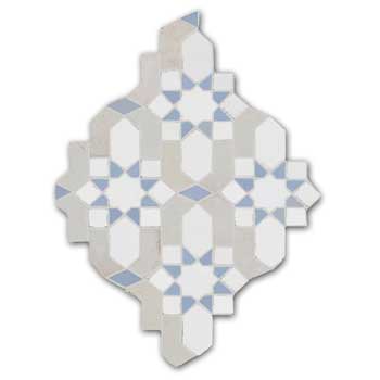 Mosaic House Moroccan tile Dazzle 26-1-20 Vtwo Custom Polar White White Sea Blue  zellige, mosaic, zellij, field, pattern, glaze 