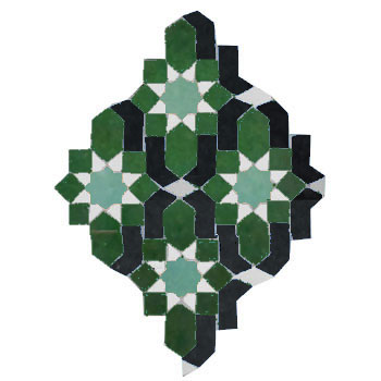 Mosaic House Moroccan tile Dazzle 10-6-12-1 Green Black Light Green White  zellige, mosaic, zellij, field, pattern, glaze 