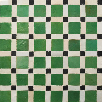 Mosaic House Moroccan tile Fes 10-1-6 Green White Black  zellige, mosaic, zellij, field, pattern, glaze 