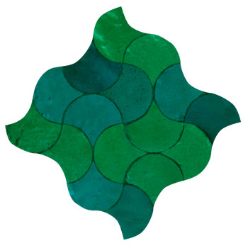 Mosaic House Moroccan tile Fleurs MOD B 10-24 Green Sea Green  zellige, mosaic, zellij, field, pattern, glaze 