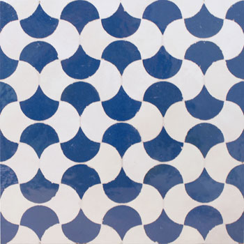 Mosaic House Moroccan tile Fleurs MOD Square 1-15 White Cobalt Blue  zellige, mosaic, zellij, field, pattern, glaze 