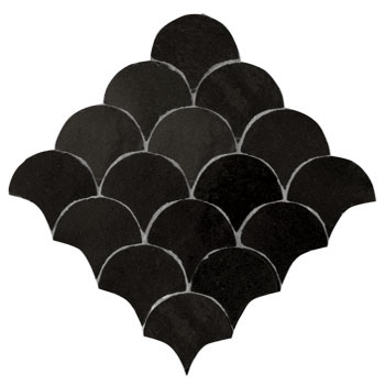Mosaic House Moroccan tile Fleurs 6 Black  solid zellige, mosaic, zellij, field, pattern, glaze 