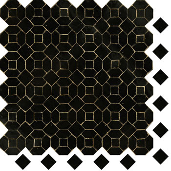 Mosaic House Moroccan tile Jewel 6 Black  solid zellige, mosaic, zellij, field, pattern, glaze 