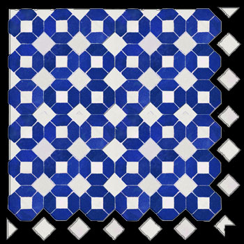Mosaic House Moroccan tile Jewel 15-1 Custom Corner Cobalt Blue White  zellige, mosaic, zellij, field, pattern, glaze 