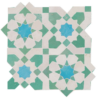 Mosaic House Moroccan tile Ketyani 1-12-13 White Light Green Light Turquoise  zellige, mosaic, zellij, field, pattern, glaze 