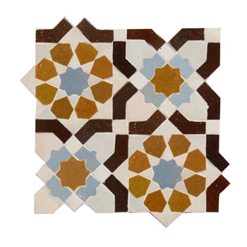 Mosaic House Moroccan tile Ketyani 1-19-17-8 White Brown Sky blue Ochre  zellige, mosaic, zellij, field, pattern, glaze 