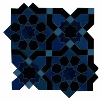 Mosaic House Moroccan tile Ketyani Custom 15-6-3-2 Cobalt Blue Black Midnight Blue Light Blue  zellige, mosaic, zellij, field, pattern, glaze 
