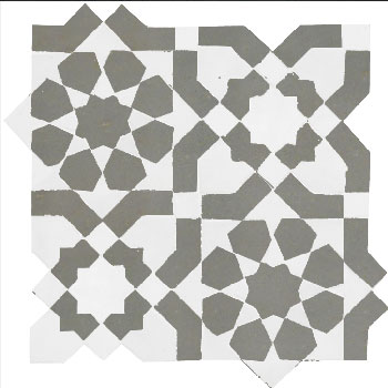 Mosaic House Moroccan tile Ketyani 26-27 Polar White Dark Gray  zellige, mosaic, zellij, field, pattern, glaze 