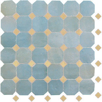 Mosaic House Moroccan tile Kora MDV 17-14 Sky blue Natural, Unglazed, Terracotta  zellige, mosaic, zellij, field, pattern, glaze, simple, classic, octagonal 
