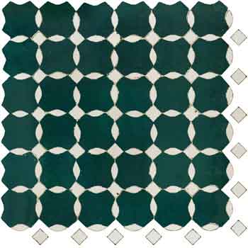 Mosaic House Moroccan tile Kora Z 24-1 Sea Green White  zellige, mosaic, zellij, field, pattern, glaze 